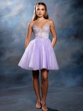 BEADED MINI FORMAL HOMECOMING DRESS. LILAC,GREEN,ROSE GOLD,IVORY MINI PLUS SIZE
